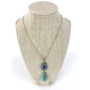 Evil Eye Rhinestones Tassle Fashion Necklace 18" Made in Turkey‎